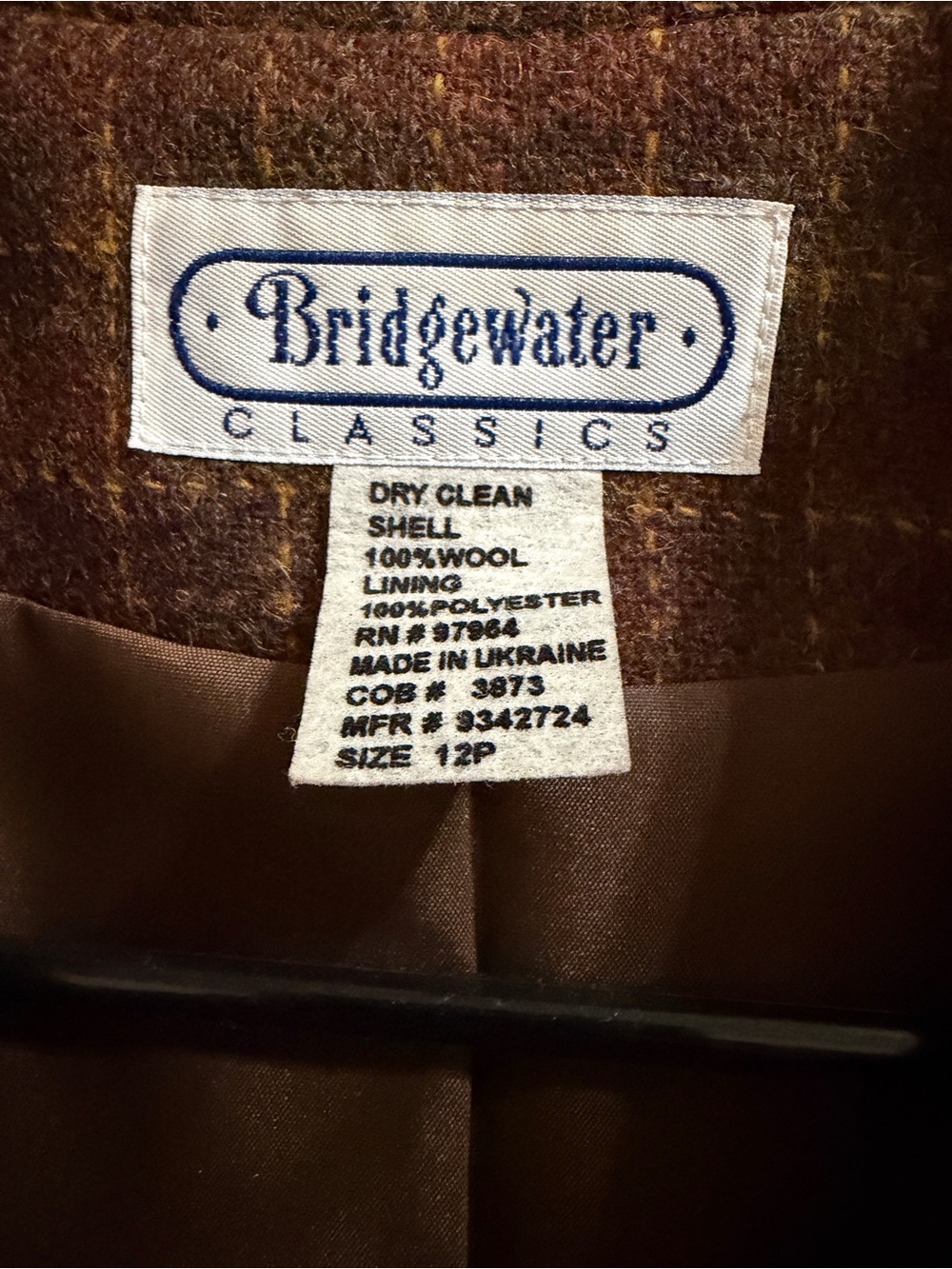 Bridgewater Classics Brown Plaid Cropped Wool Blazer - Picture 3 of 4